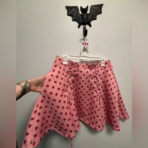 Plus Size Strawberry Lace-Up Skirt🍓🎀 and Button up Strawberry Crop Top